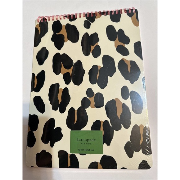 Kate Spade Large Top Spiral Notebook 160 College Ruled Pages Forest Feline Seal - Picture 1 of 4